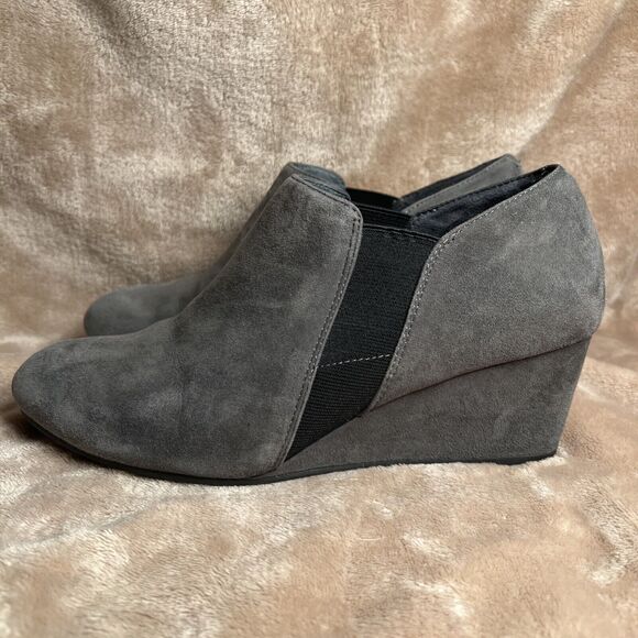 Vionic Elevated Stanton Suede Orthotic Wedge Boot Slate Grey Women's US 8 Nice - Picture 3 of 8
